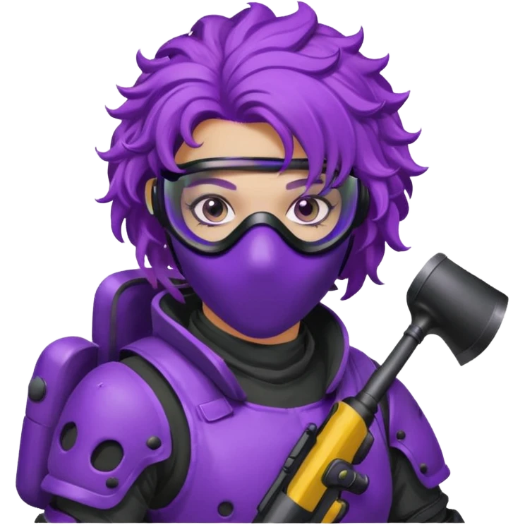 purple curly haired painitball player emoji