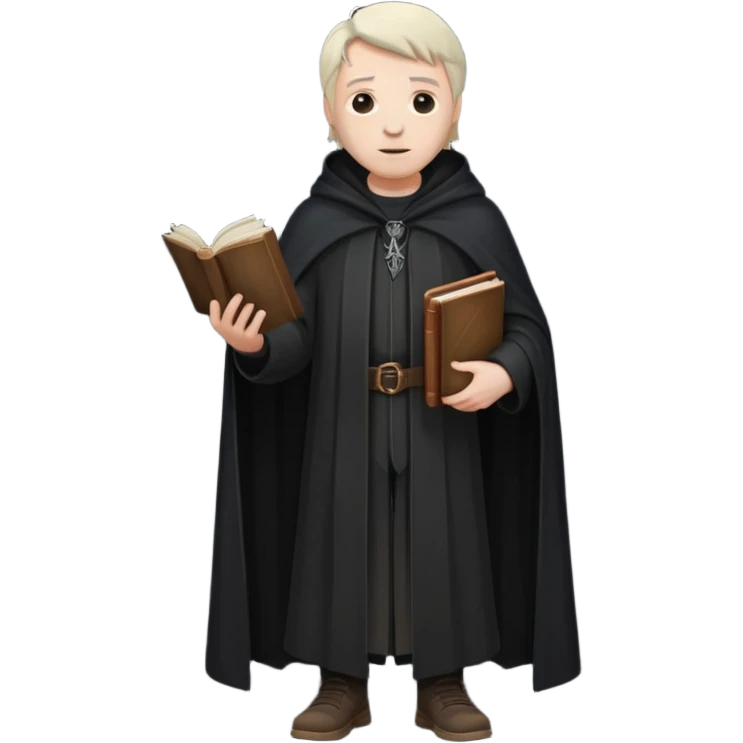 A wandering philosopher in a long black cloak full height emoji