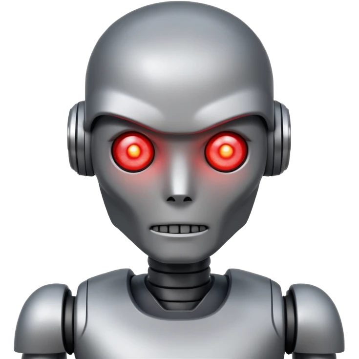 An AI humanoid robot looking evil and looking angry emoji