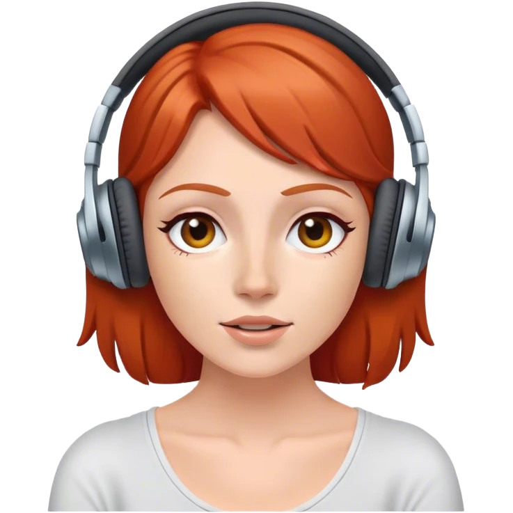 Red head listening to music on wireless headphones  emoji