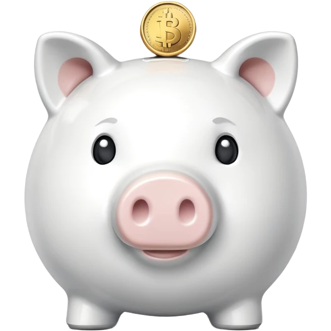 white piggy bank with a coin emoji