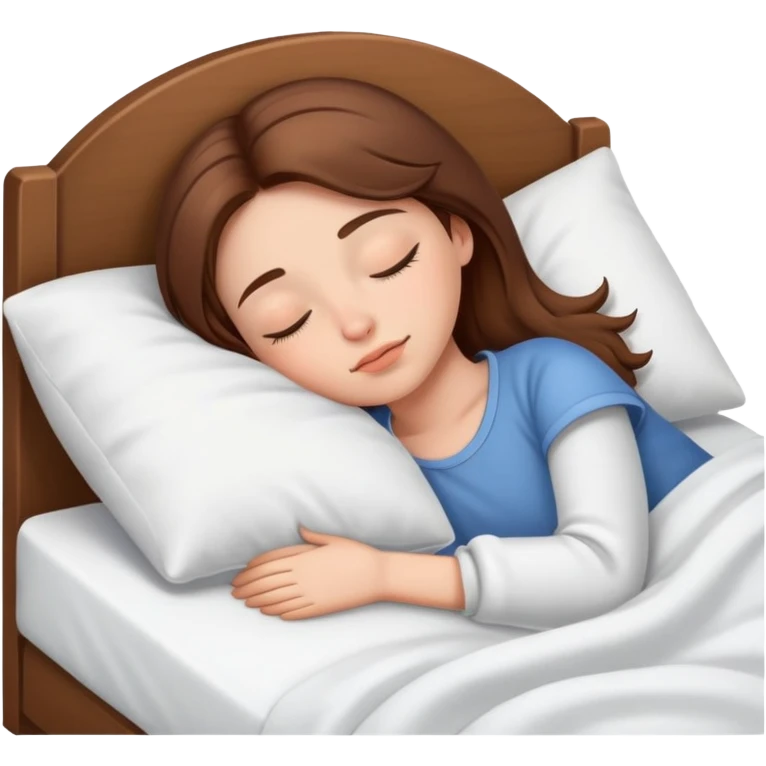 Brown haired girl sleeping in bed emoji