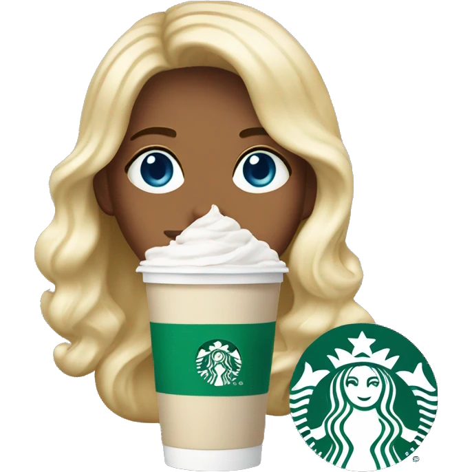 Starbucks cup drink with blonde girl blue eyes  emoji