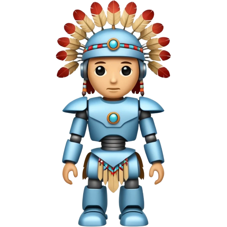 Full Robotic figure wearing native American regalia emoji