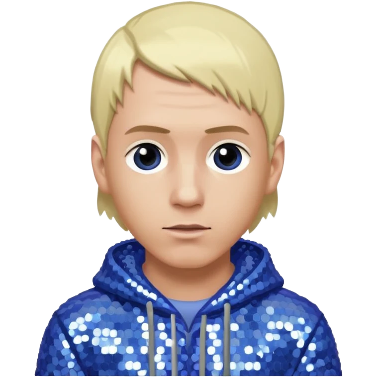 Eminem with blonde hair, periwinkle sequin outfit  emoji