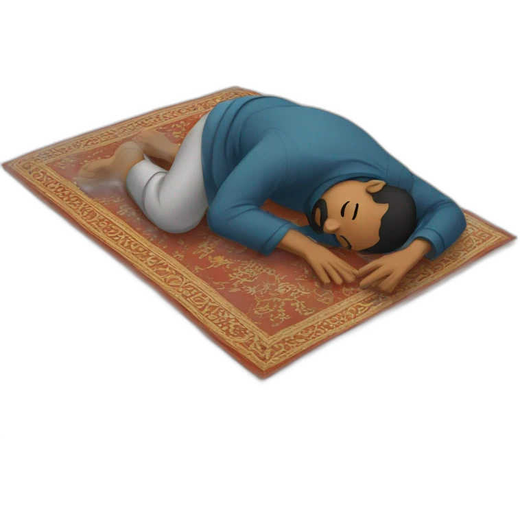Muslim man prostrating himself on a carpet emoji