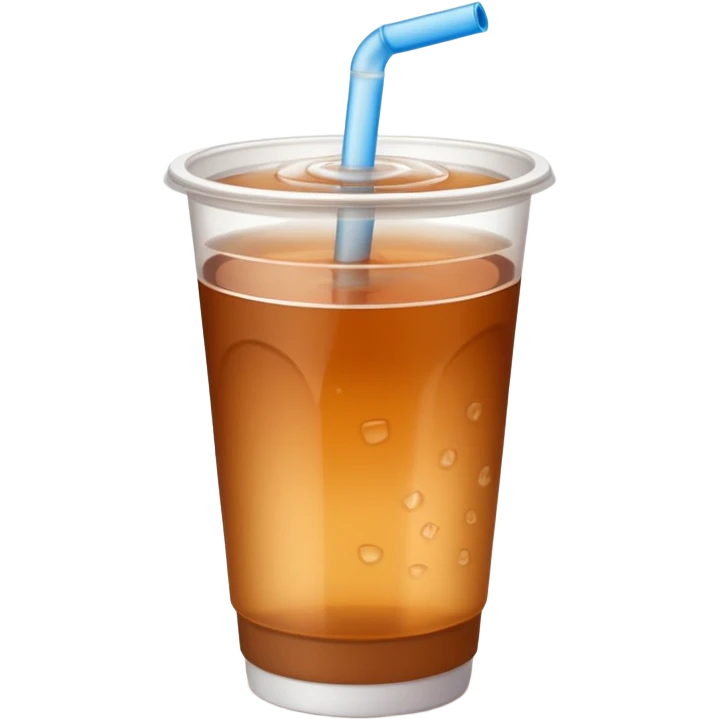 Open plastic cup with cold brown mate tea, no straw. emoji