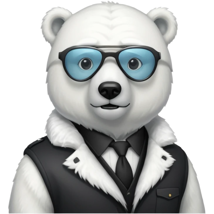 Make a humanoid polar bear with a secret agent outfit and dark black glasses emoji