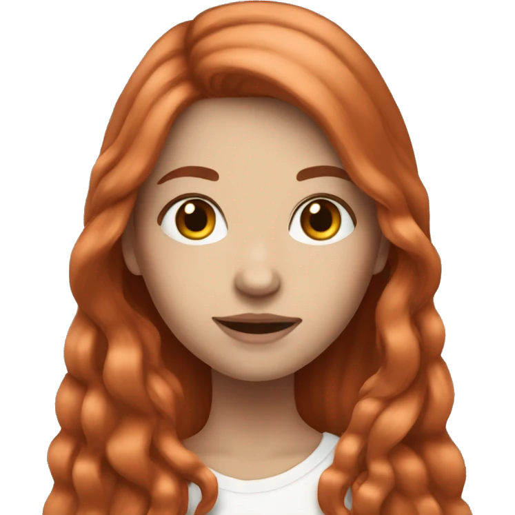 A white skinned girl with long copper hair  emoji