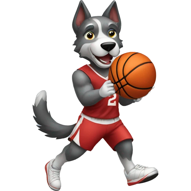 Perro lobo jugando basquetbol  emoji