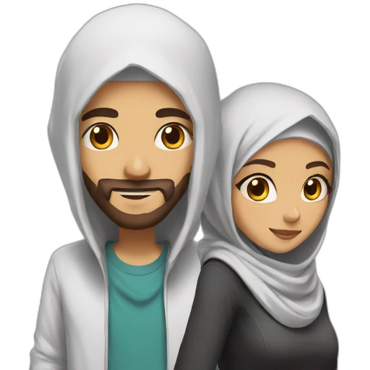 gamer man and gamer girl with hijab emoji