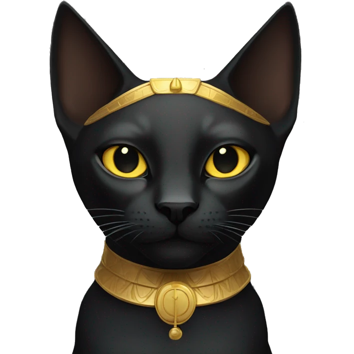 Black Egyptian Cat with Golden Anubis-Rings and yellow markings emoji