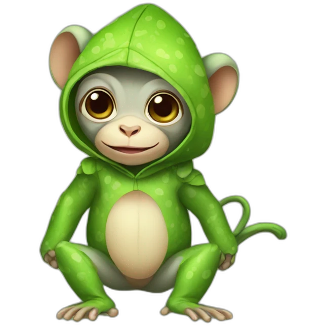 Baby monkey in a frog costume  emoji