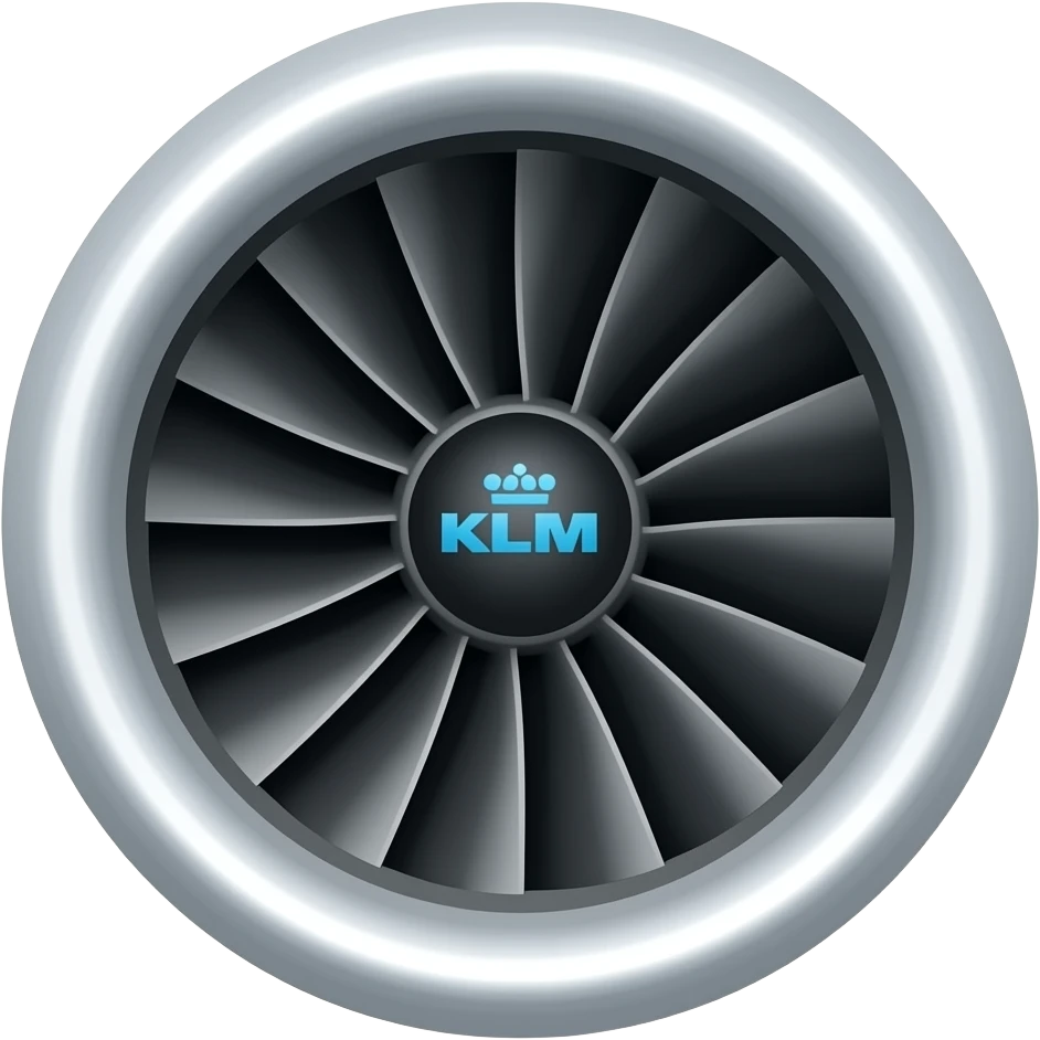 make a airplane turbine engine with in the middle of it a klm logo emoji
