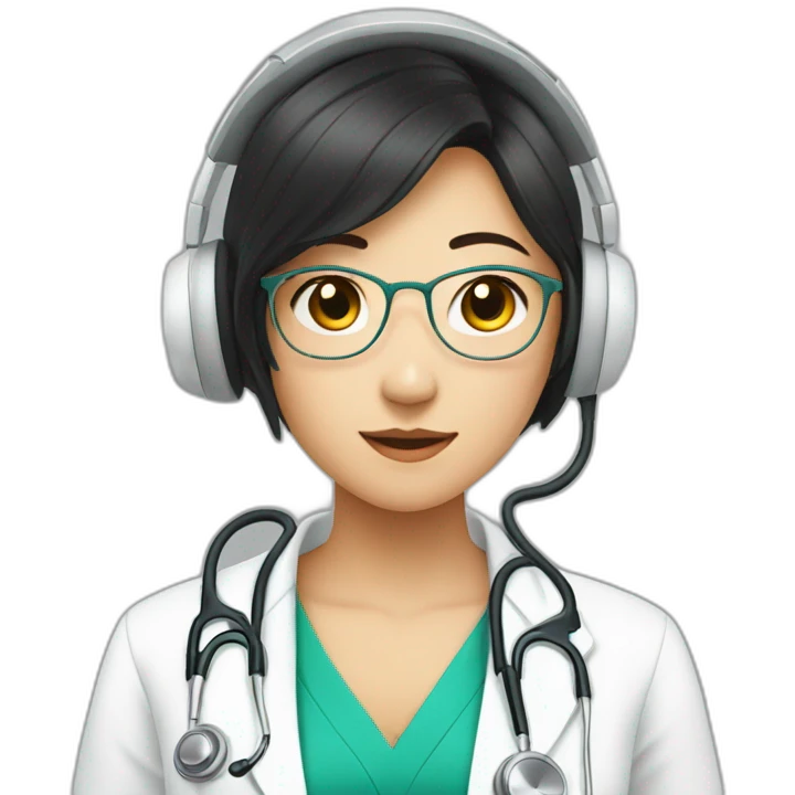 medical student asian girl listening a song emoji