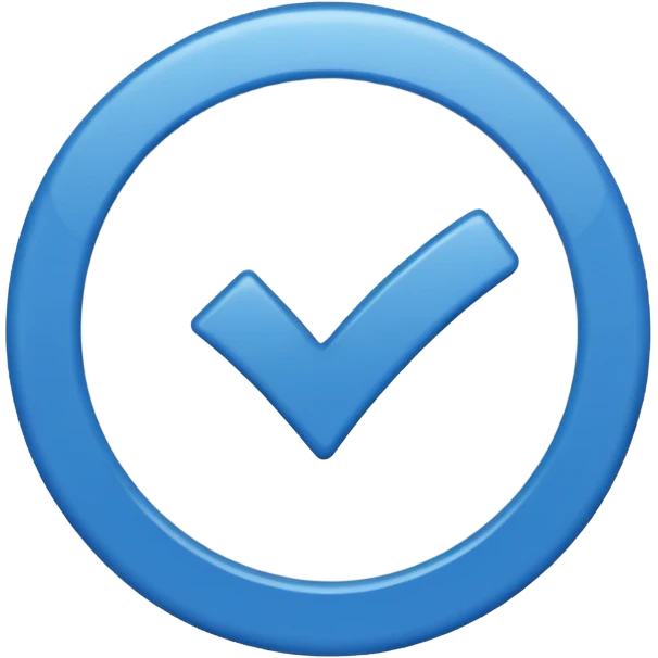 Mavi yuvarlağın içinde beyaz tik emoji