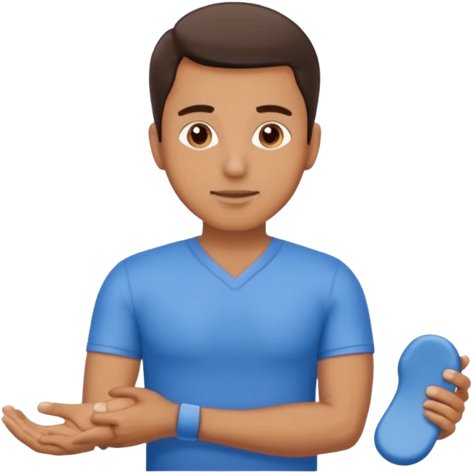 fisioterapia hombre de azul haciendo una terapia manual emoji