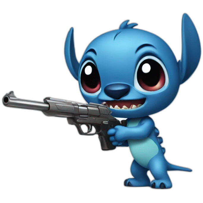 stitch with a gun emoji