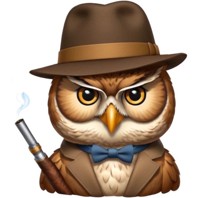 Owl smoking pipe with a fedora emoji