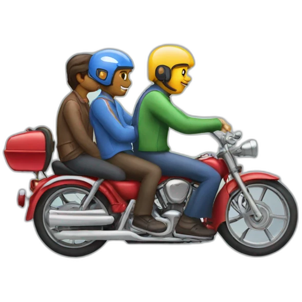 Three friends seat on bike emoji