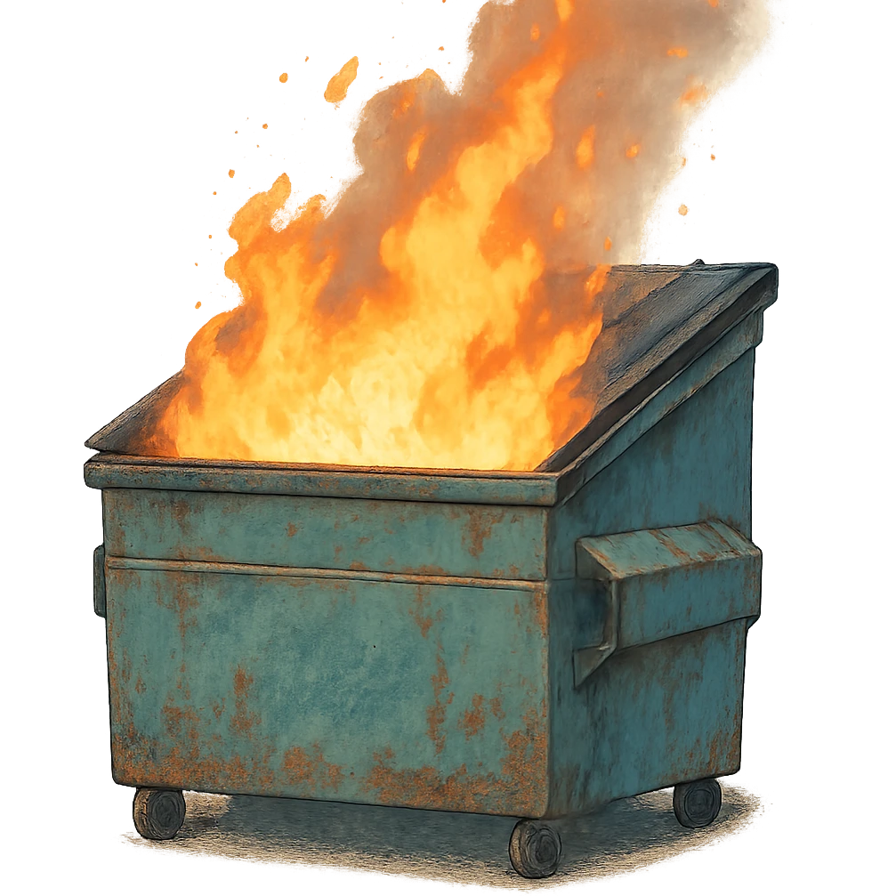 a dumpster fire emoji