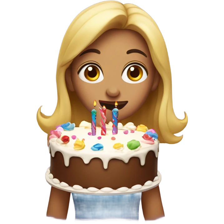 Girl blowing happy birthday cake emoji