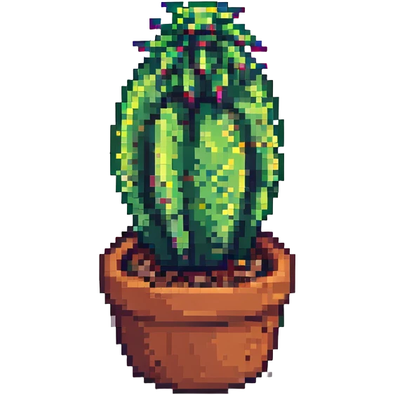 green cactus in a pot pixel art emoji