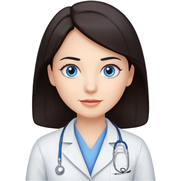 сгенерируй девушку стоматолога с темными волосами и голубыми глазами еще emoji