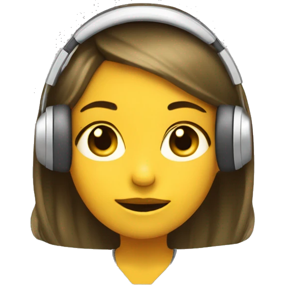 Yellow skinned girl holding headphones on her head ￼ emoji