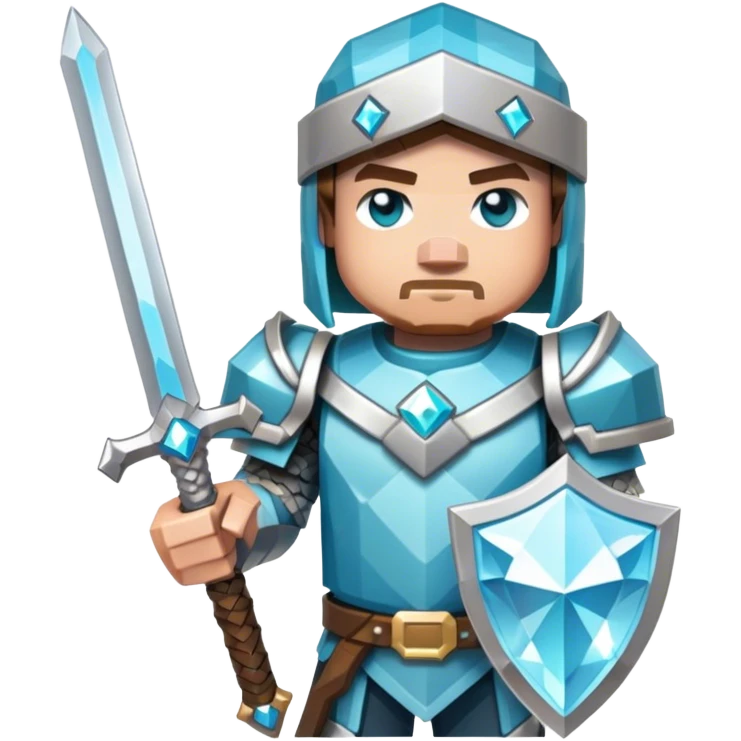 Minecraft Player with Diamond Armor and Diamond Sword emoji
