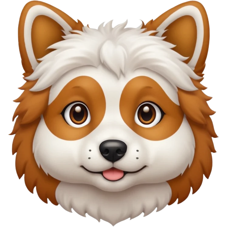 White dog with brown spots on eyes fluffy emoji