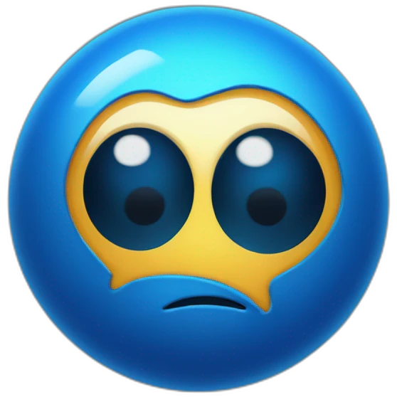 electric blue ball with single eye and hair emoji