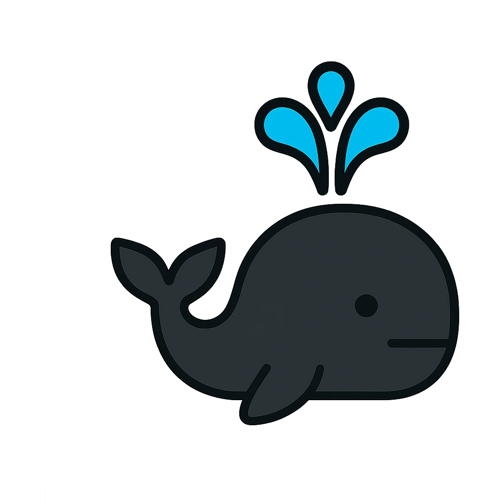 black whale, color outline icon style emoji
