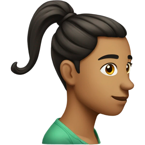 side face with nose and black cheek and a pony tail emoji