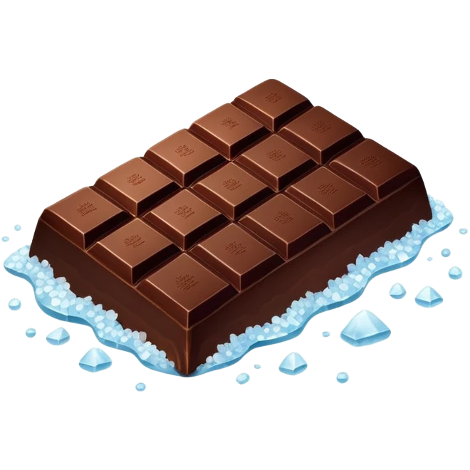 A piece of dark chocolate with visible sea salt crystals on top emoji