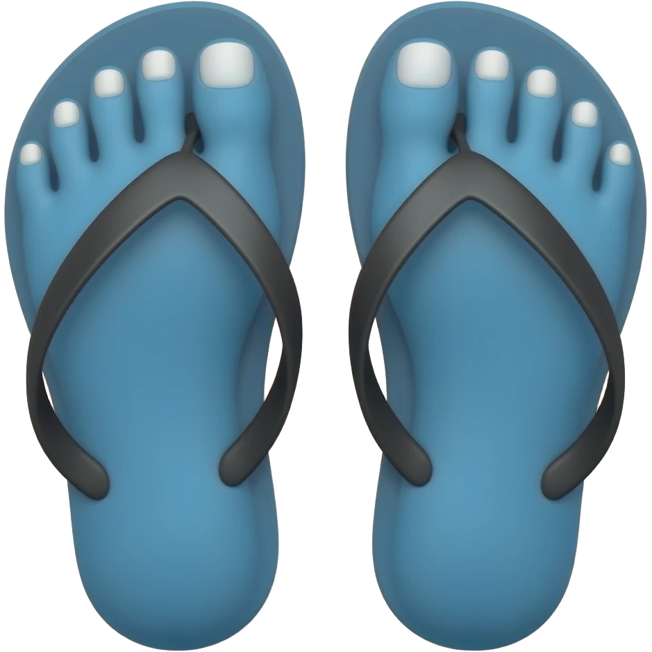 big Blue feet and white long toenails in black flip flops emoji