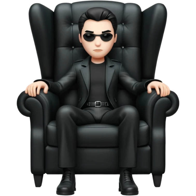 Matrix trinity black leather full body sit on a leather armchair emoji