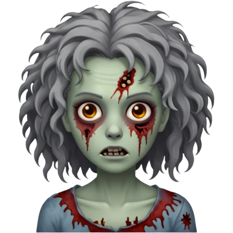 Mulher zumbi com pés escura ferimentos e um cabelo crespo emoji