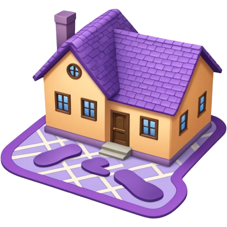 "Forty-two purple footsteps moving across a map inside a house." emoji