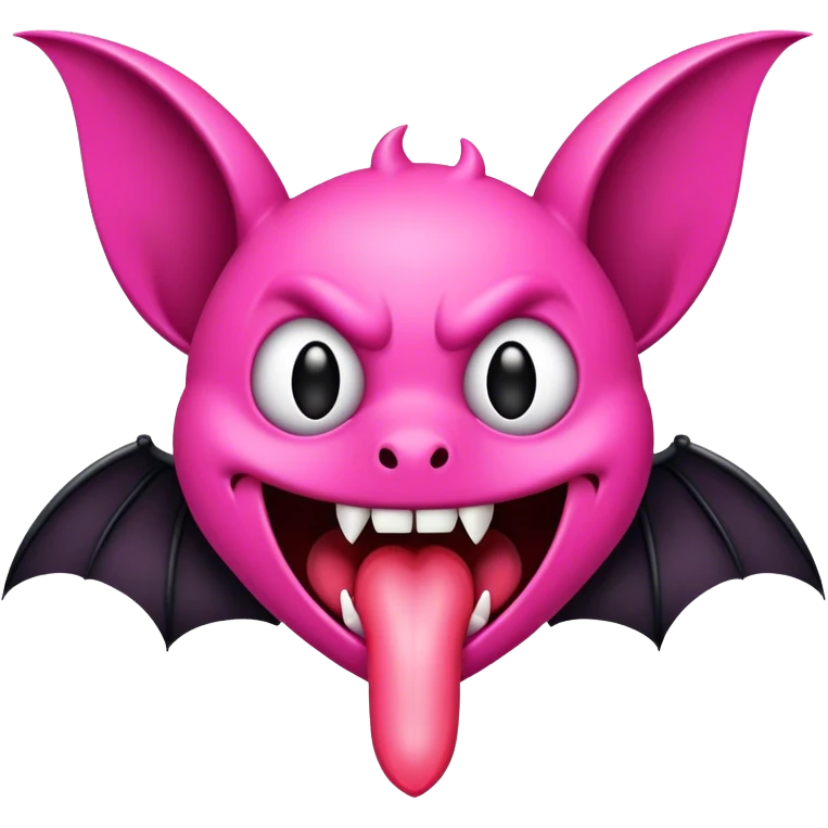 pink goth bat stick out your tongue emoji
