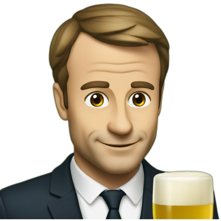 macron qui boit une biere verte emoji