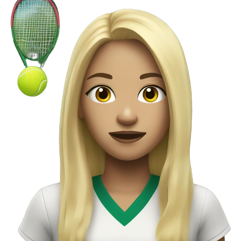 A blonde girl with light skin and long hair playing tennis emoji