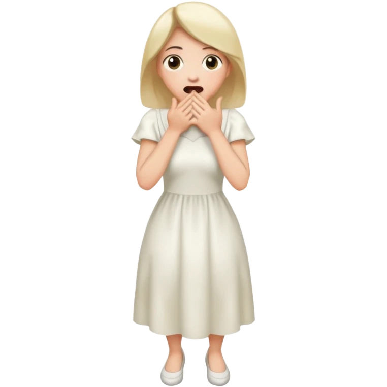 woman surprised with her hands over her mouth, full body emoji