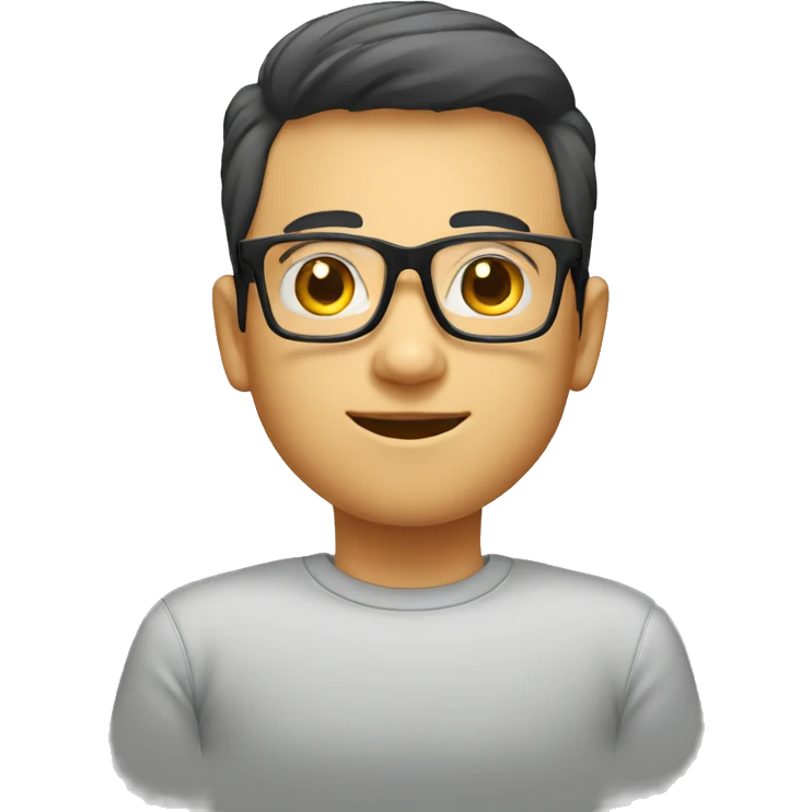 Square frameless specs boy emoji