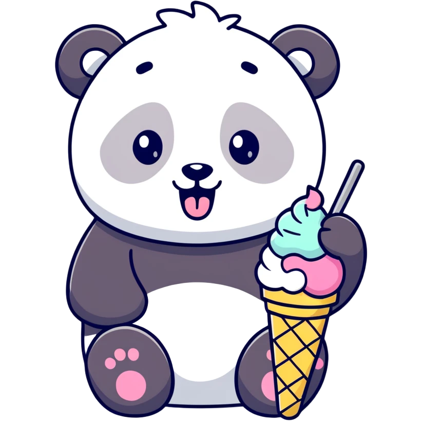 Panda eating ice cream emoji