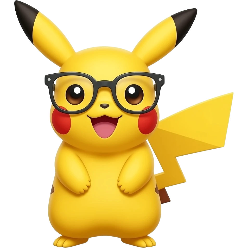 cheerfull pikachu with glasses emoji