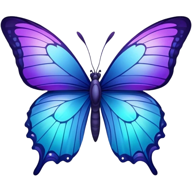 Gradient iridescent purple indigo blue cyan butterfly emoji