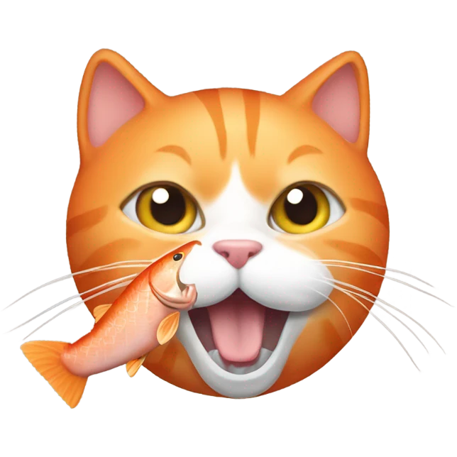 Orange cat eating salmon emoji