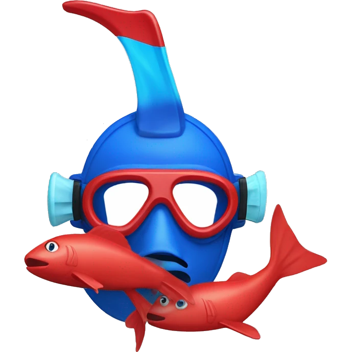 red fins and blue mask and snorkel emoji