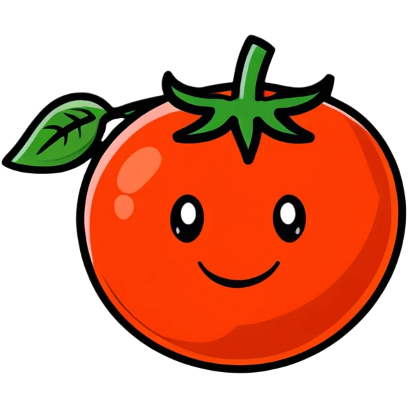 cute tomato character with smiling face emoji